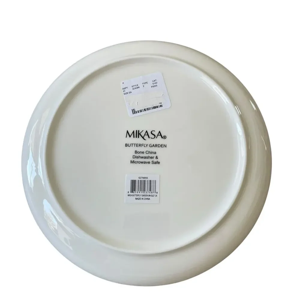 Mikasa BUTTERFLY GARDEN Porcelain Salad Plate 9.25in Set of 2 Spring Floral NEW
